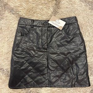 NWT black faux leather skirt